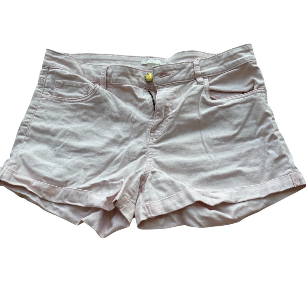 2/$20 H&M Women light Pink Shorts demin jean stretch mid rise 5 pockets size 8